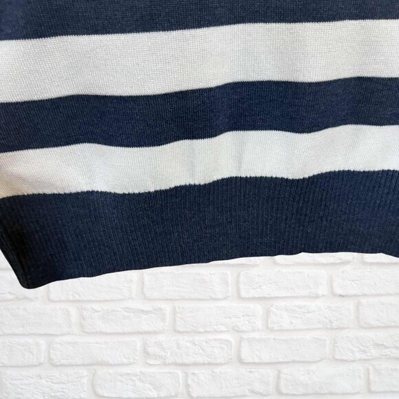NWT Eight 18 Ainslie Coastal Grandma Striped Crewneck Sweater Small Navy White - Picture 8 of 9